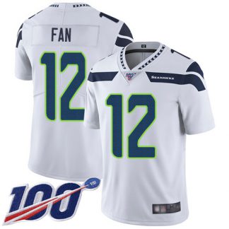 Nike Seattle Seahawks #12 Fan White Men's Stitched NFL 100th Season Vapor Limited Jersey