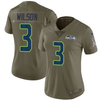 Nike Seattle Seahawks #3 Russell Wilson Olive Women's Stitched NFL Limited 2017 Salute to Service Jersey