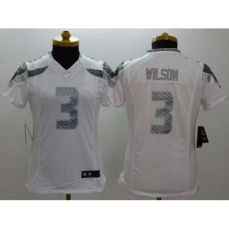 Nike Seattle Seahawks #3 Russell Wilson White Women's Stitched NFL Limited Platinum Jersey