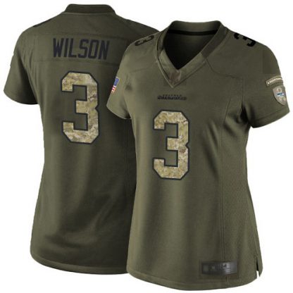 Nike Seattle Seahawks #3 Russell Wilson Green Women's Stitched NFL Limited 2015 Salute to Service Jersey