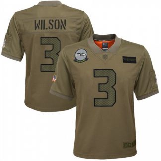 Youth Seattle Seattle Seahawks #3 Russell Wilson Nike Camo 2019 Salute to Service Game Jersey