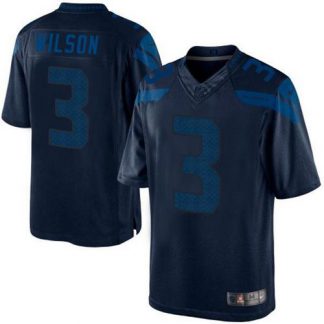 Nike Seattle Seahawks #3 Russell Wilson Steel Blue Men's Stitched NFL Drenched Limited Jersey