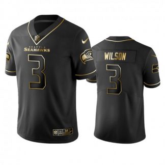 Seattle Seahawks #3 Russell Wilson Men's Stitched NFL Vapor Untouchable Limited Black Golden Jersey