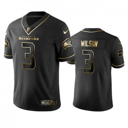 Seattle Seahawks #3 Russell Wilson Men's Stitched NFL Vapor Untouchable Limited Black Golden Jersey