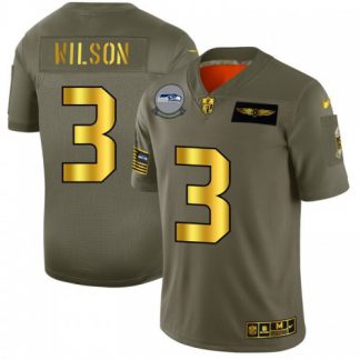 Seattle Seattle Seahawks #3 Russell Wilson NFL Men's Nike Olive Gold 2019 Salute to Service Limited Jersey