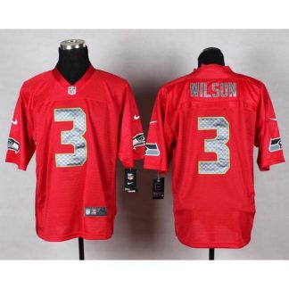 Nike Seattle Seahawks #3 Russell Wilson Red Men's Stitched NFL Elite QB Practice Jersey