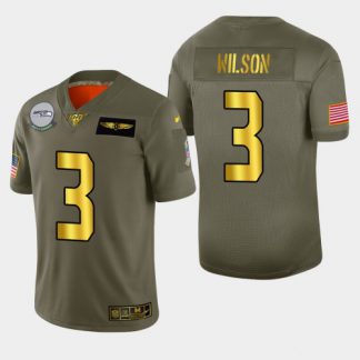 Seattle Seattle Seahawks #3 Russell Wilson Men's Nike Olive Gold 2019 Salute to Service Limited NFL 100 Jersey