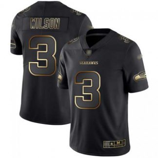 Nike Seattle Seahawks #3 Russell Wilson Black/Gold Men's Stitched NFL Vapor Untouchable Limited Jersey