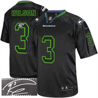 Nike Seattle Seahawks #3 Russell Wilson Lights Out Black Men's Stitched NFL Elite Autographed Jersey
