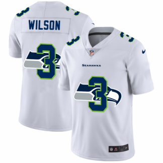 Seattle Seattle Seahawks #3 Russell Wilson White Men's Nike Team Logo Dual Overlap Limited NFL Jersey