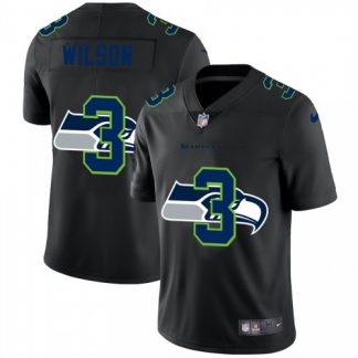 Seattle Seattle Seahawks #3 Russell Wilson Men's Nike Team Logo Dual Overlap Limited NFL Jersey Black