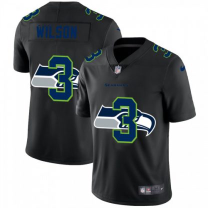 Seattle Seattle Seahawks #3 Russell Wilson Men's Nike Team Logo Dual Overlap Limited NFL Jersey Black