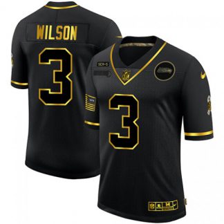 Seattle Seattle Seahawks #3 Russell Wilson Men's Nike 2020 Salute To Service Golden Limited NFL Jersey Black
