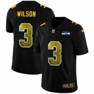 Seattle Seattle Seahawks #3 Russell Wilson Men's Black Nike Golden Sequin Vapor Limited NFL Jersey