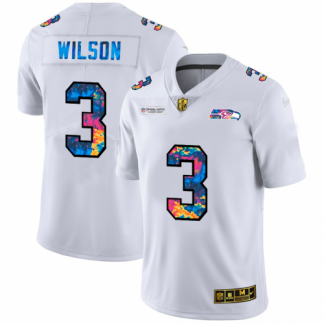 Seattle Seattle Seahawks #3 Russell Wilson Men's White Nike Multi-Color 2020 NFL Crucial Catch Limited NFL Jersey