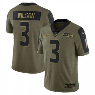 Seattle Seattle Seahawks #3 Russell Wilson Olive Nike 2021 Salute To Service Limited Player Jersey