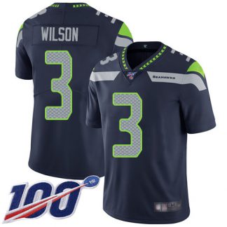 Nike Seattle Seahawks #3 Russell Wilson Steel Blue Team Color Men's Stitched NFL 100th Season Vapor Limited Jersey
