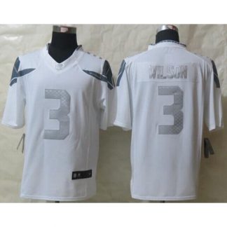 Nike Seattle Seahawks #3 Russell Wilson White Men's Stitched NFL Limited Platinum Jersey
