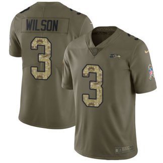 Nike Seattle Seahawks #3 Russell Wilson Olive/Camo Men's Stitched NFL Limited 2017 Salute To Service Jersey